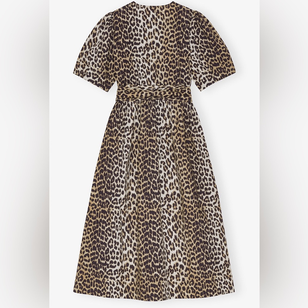 Ganni. NWT. Leopard Tie Front Dress. Spring Summer 2025. Size 42/ LG - Picture 4 of 12